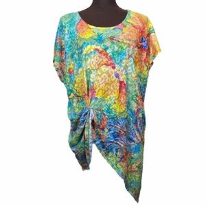 Leoma Lovegrove Pick of the Day hibiscus blouse size XL